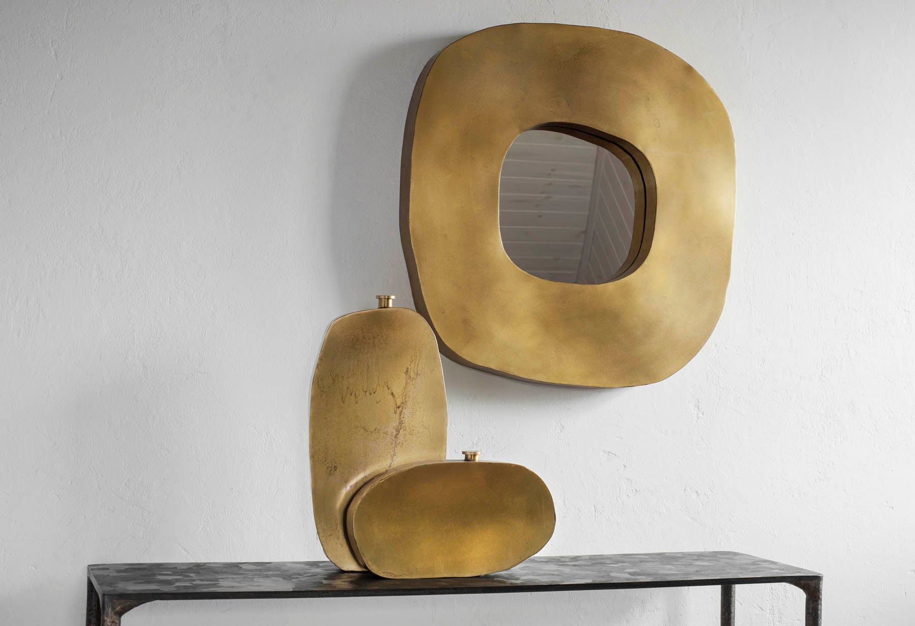 Freeform Brass Frame Mirror