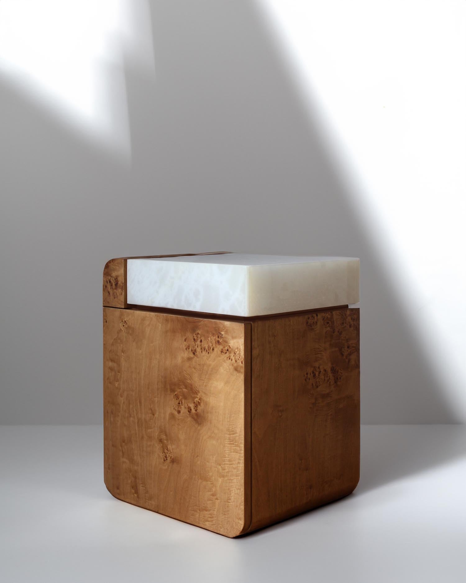 Amo Burl Wood Storage Table