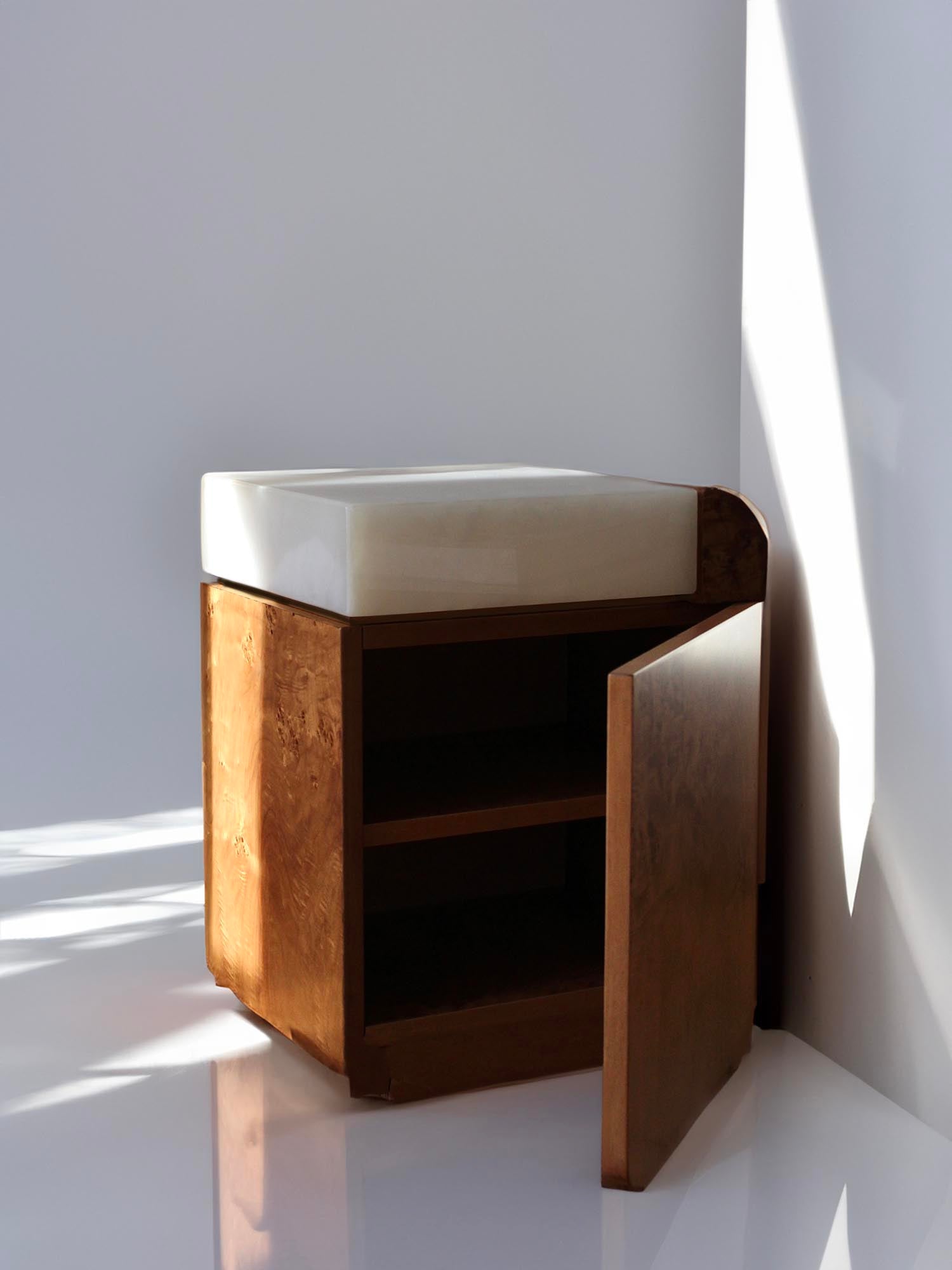 Amo Burl Wood Storage Table