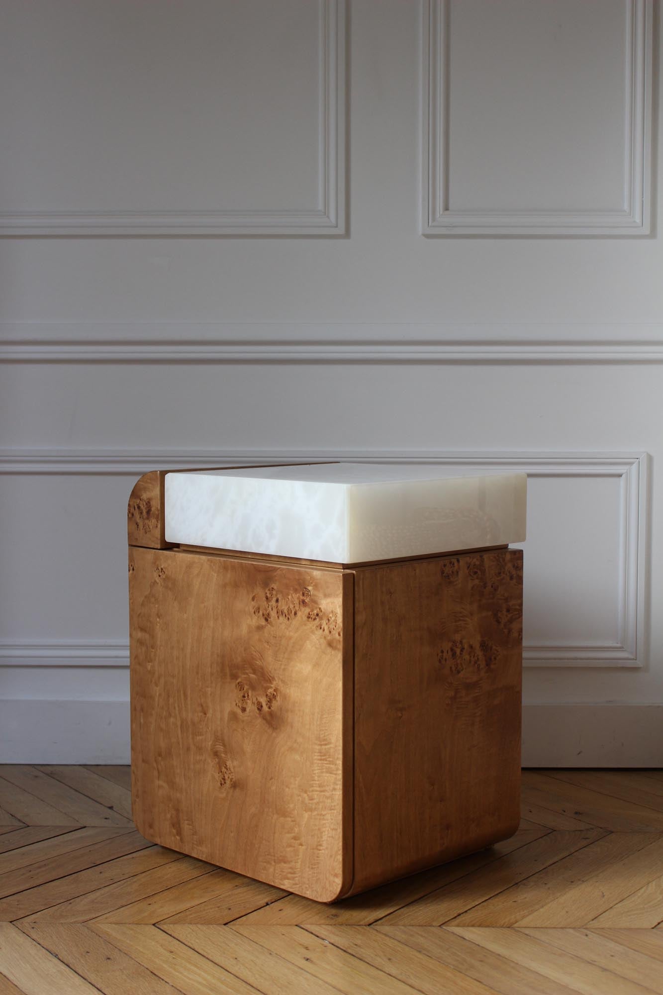 Amo Burl Wood Storage Table