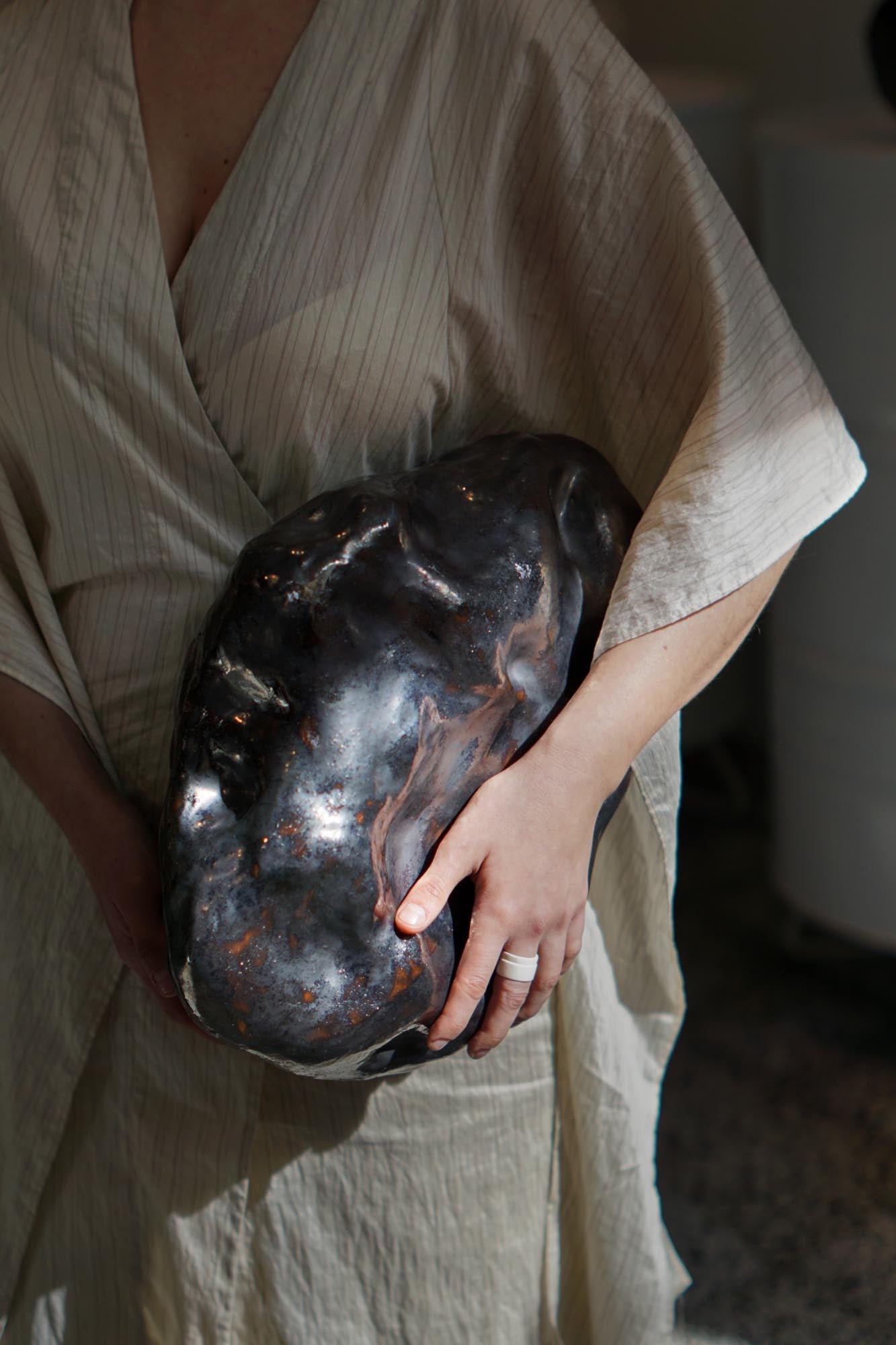 Terra & Metal Table Sculpture