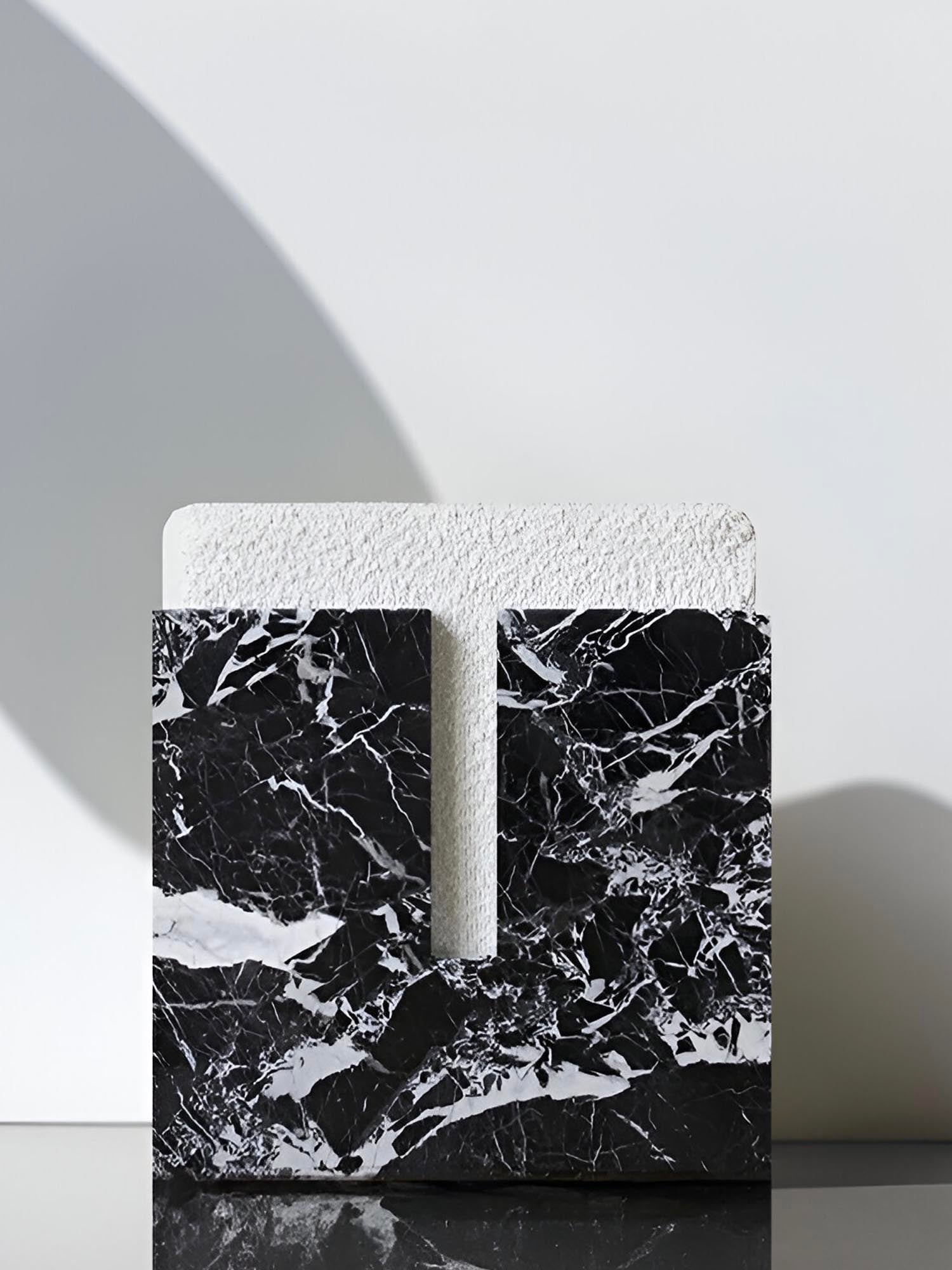 Gabi Black Antique Marble Stool