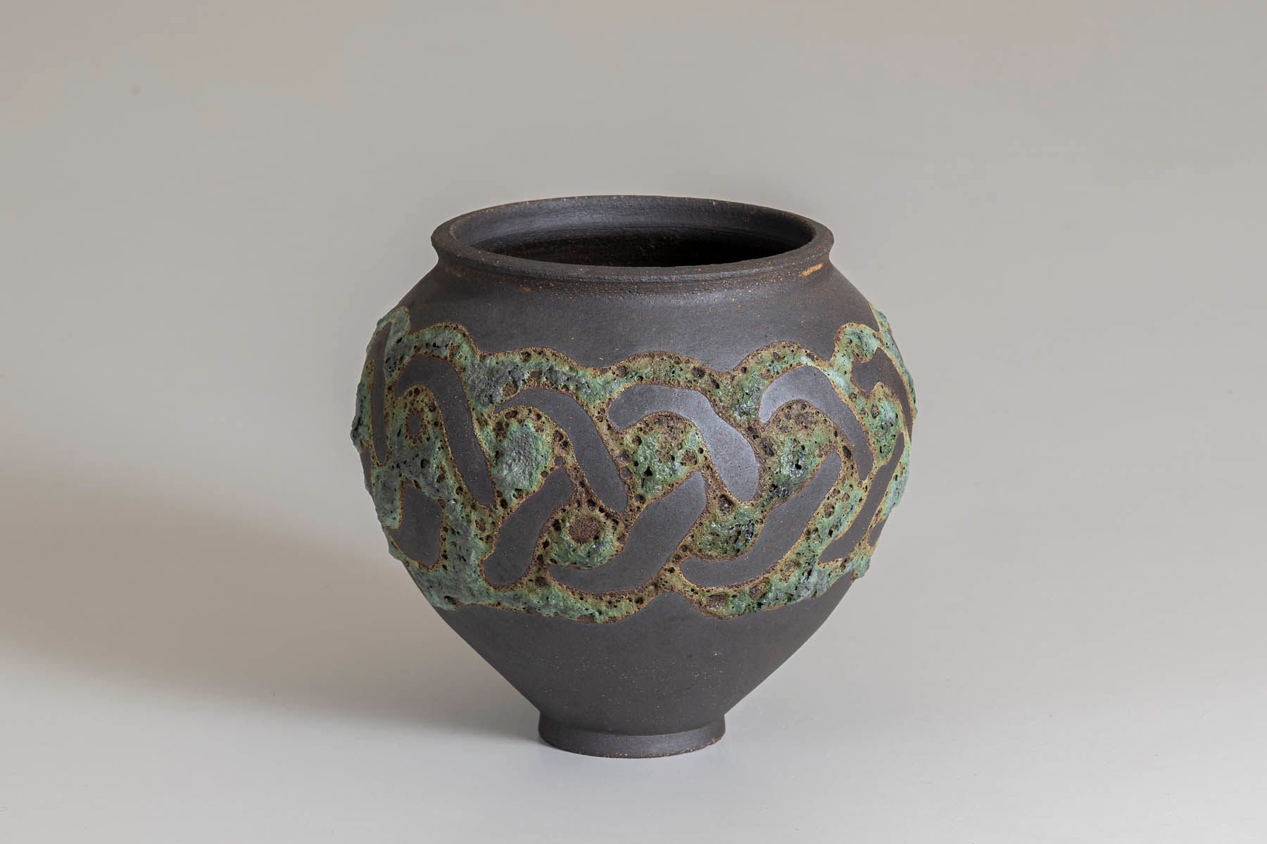 Green Patterned Crater Vase
