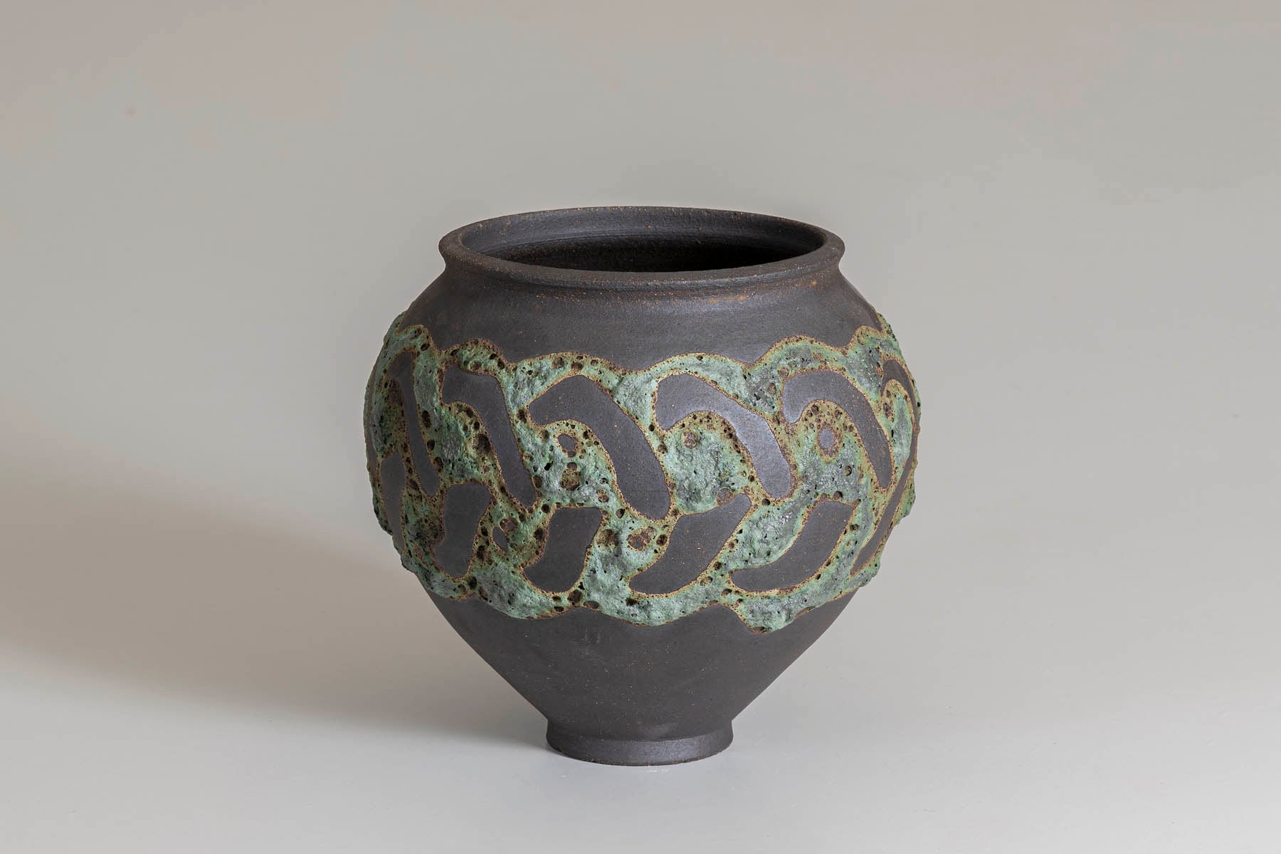 Green Patterned Crater Vase