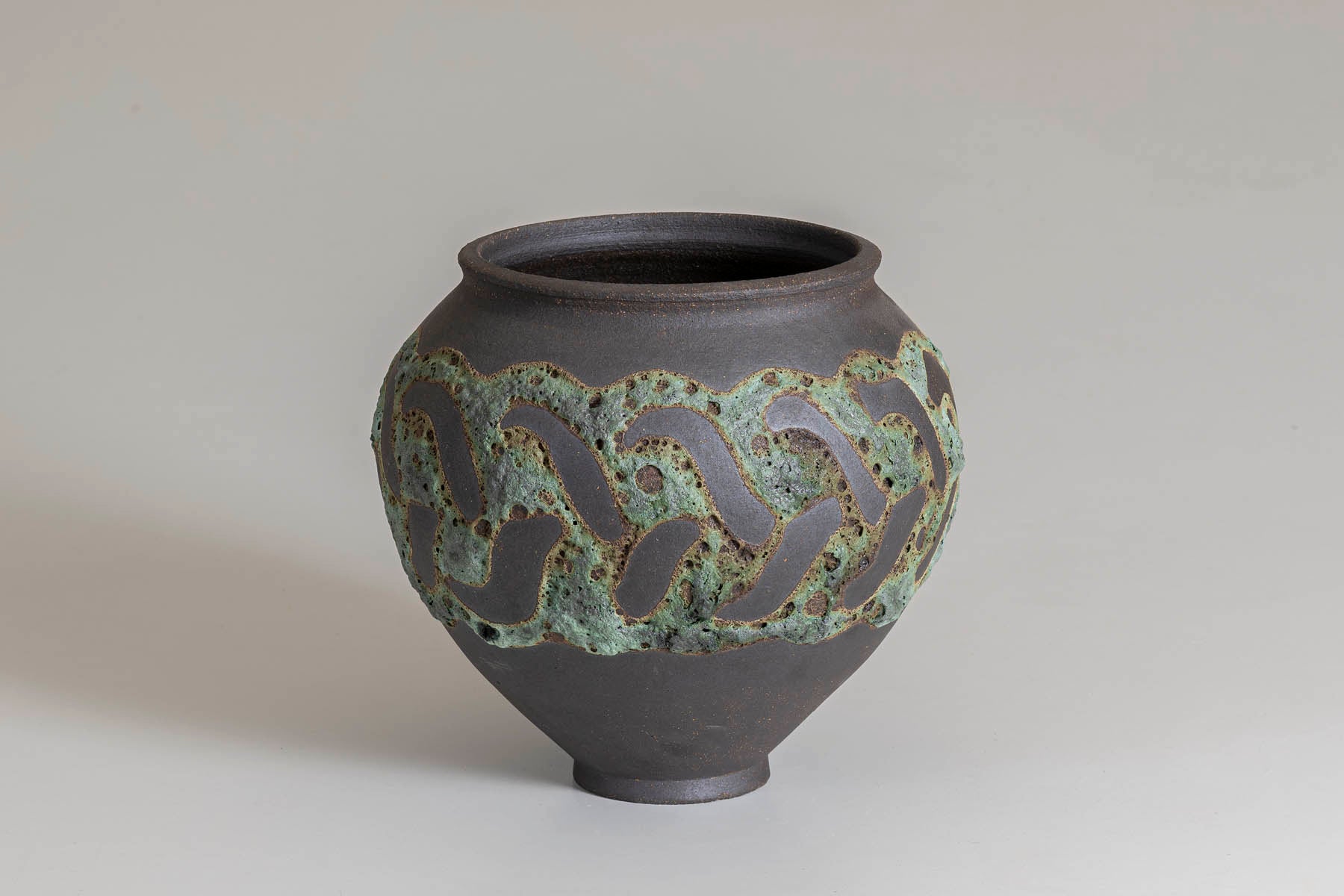 Green Patterned Crater Vase
