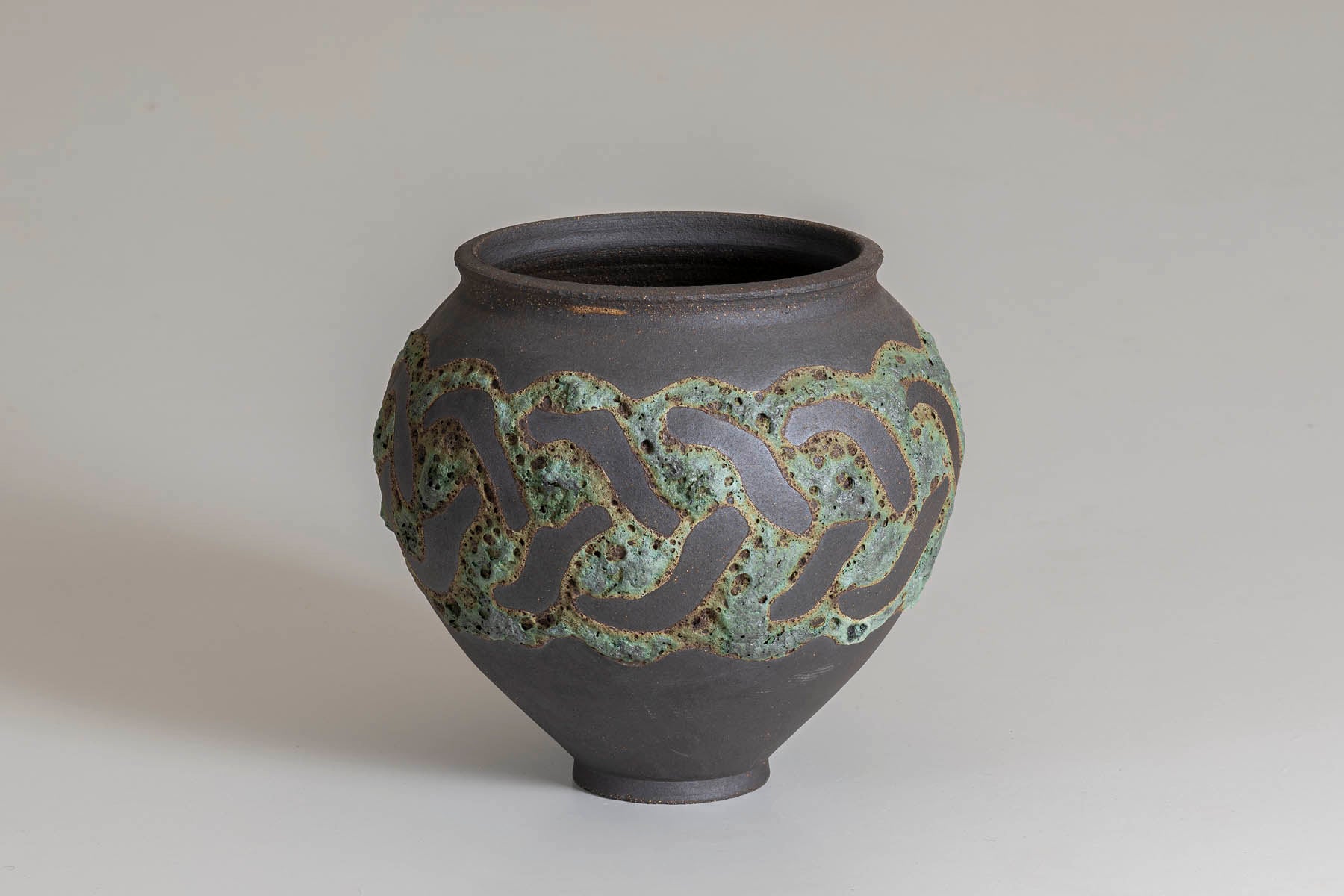 Green Patterned Crater Vase