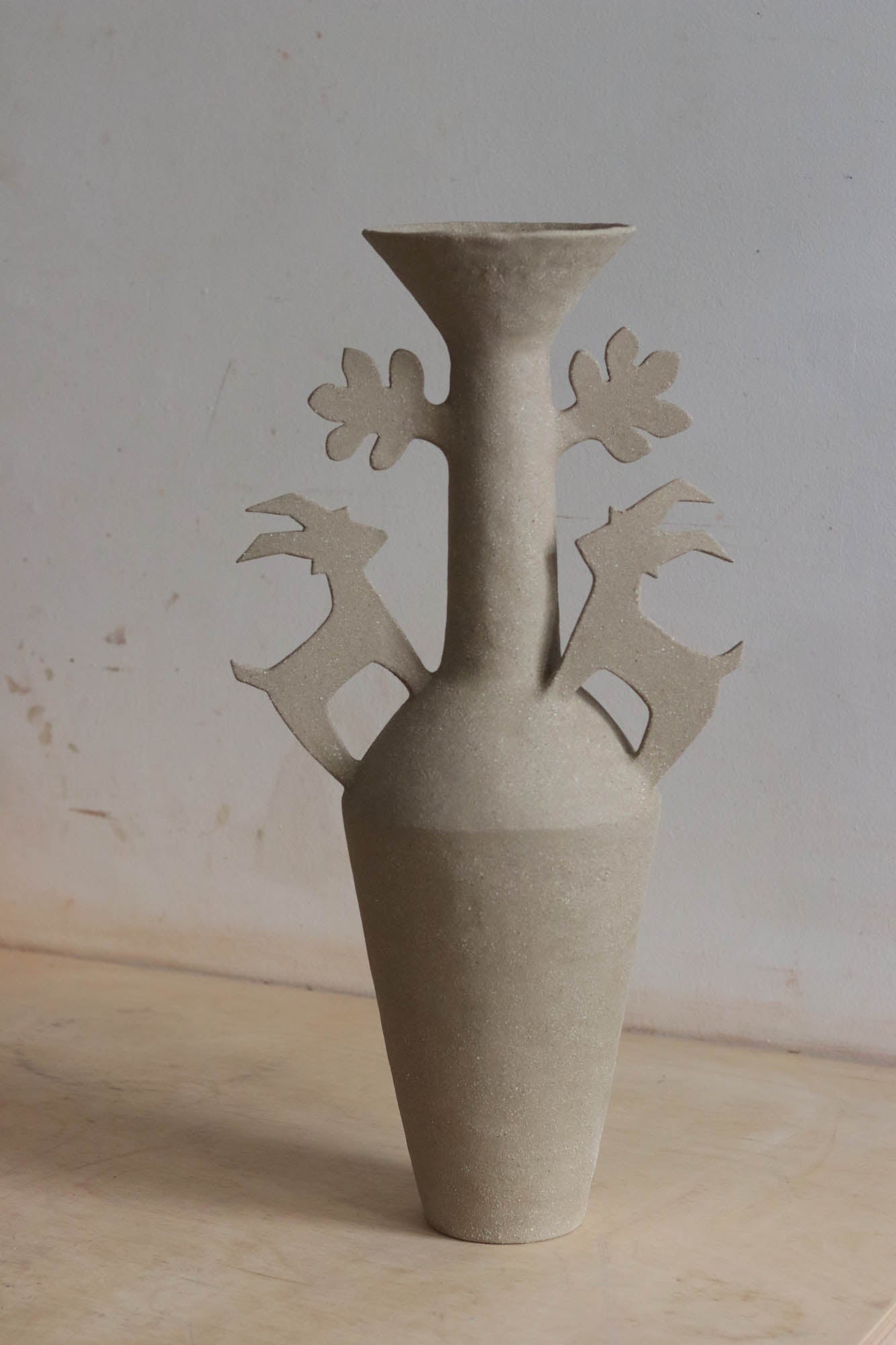 Unglazed Goats and Leaves Amphora
