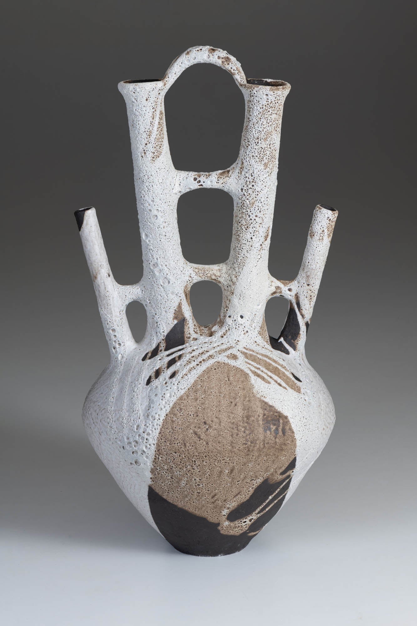Large Black & White Cypriot Ritual Pot