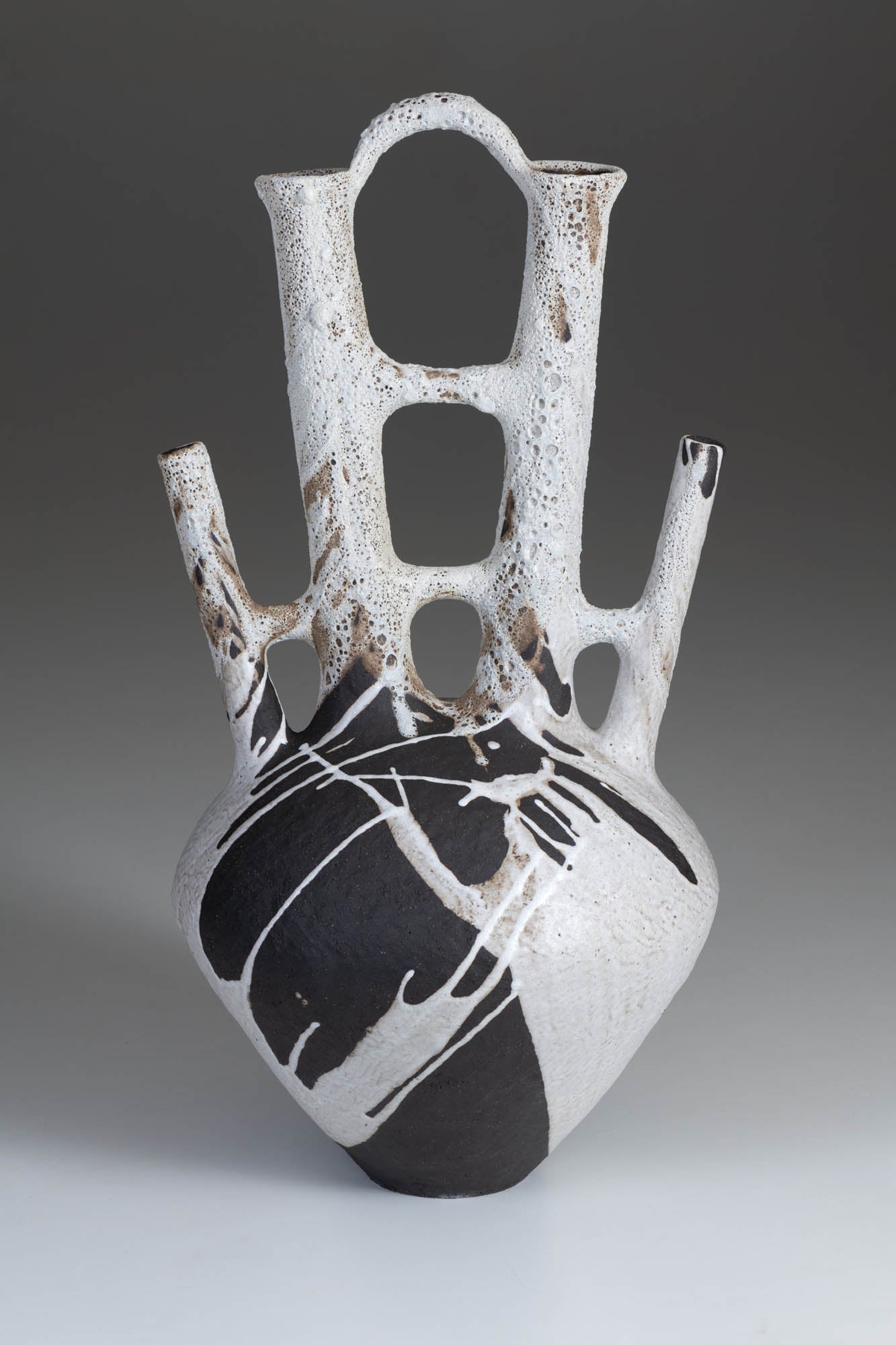 Large Black & White Cypriot Ritual Pot