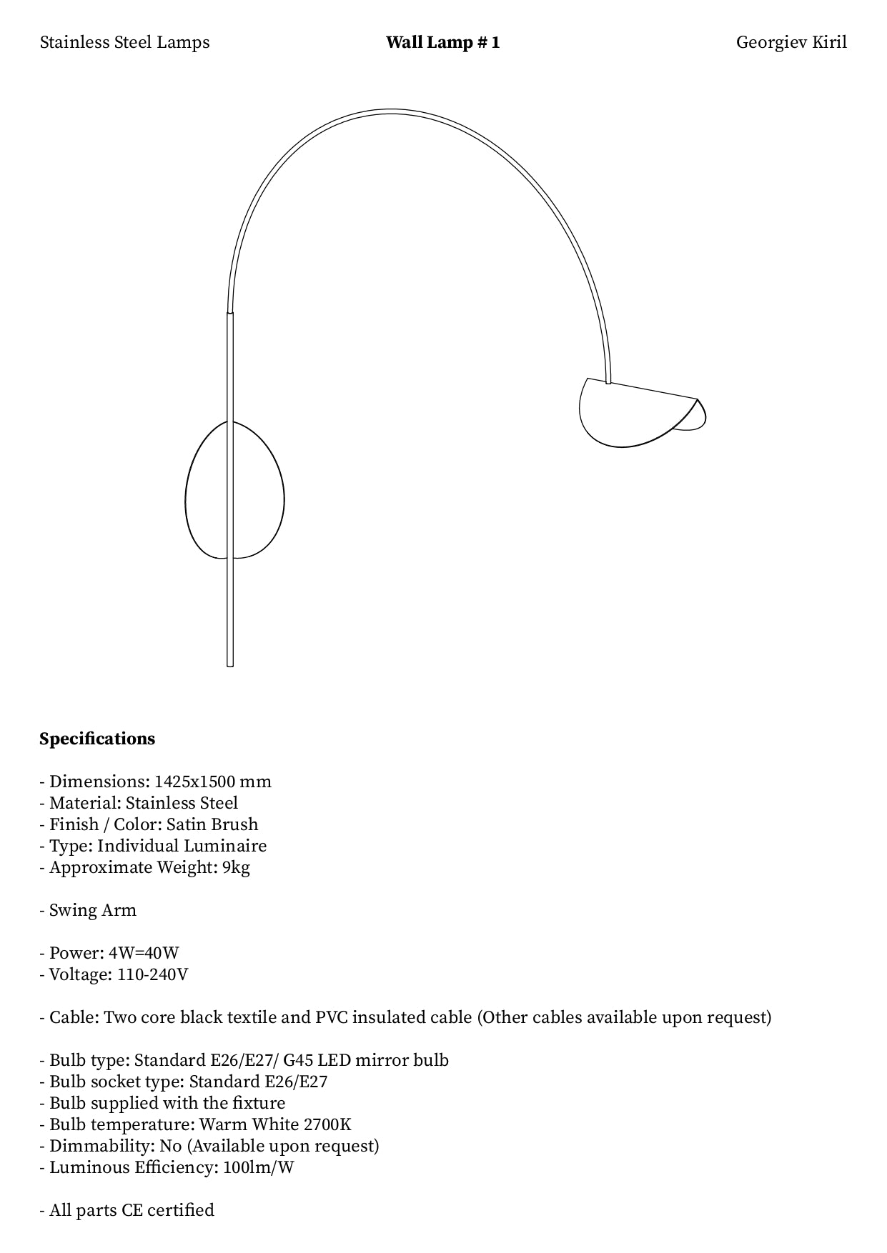 Stainless Steel Wall Light Fixture