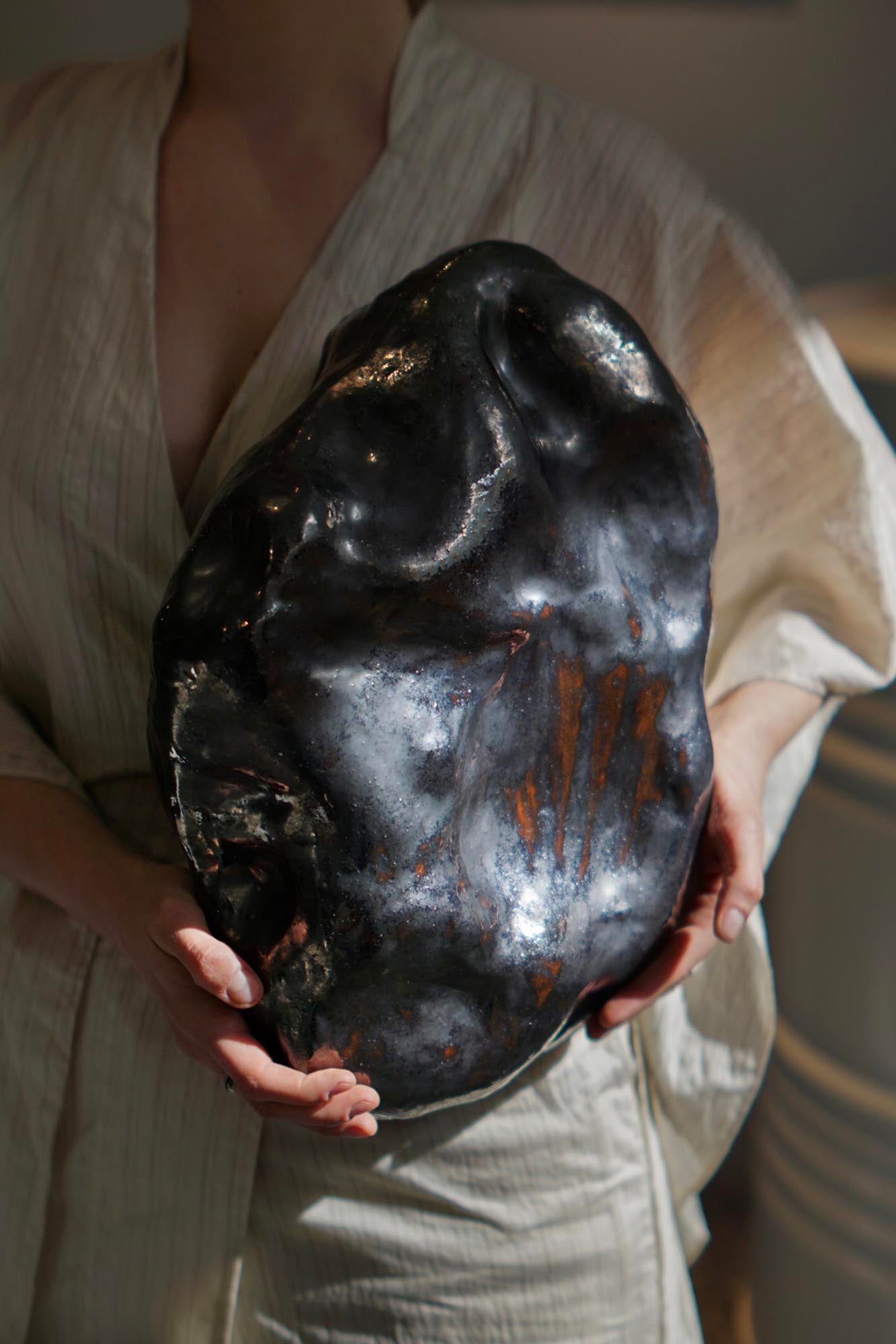 Terra & Metal Table Sculpture