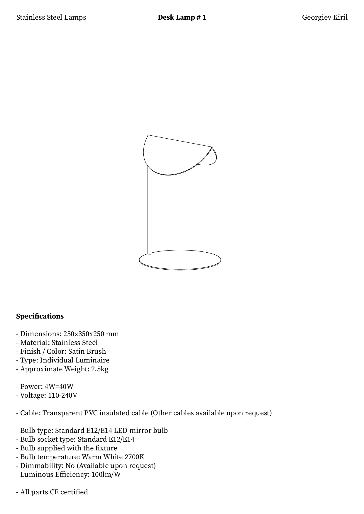 Stainless Steel Desk Lamp
