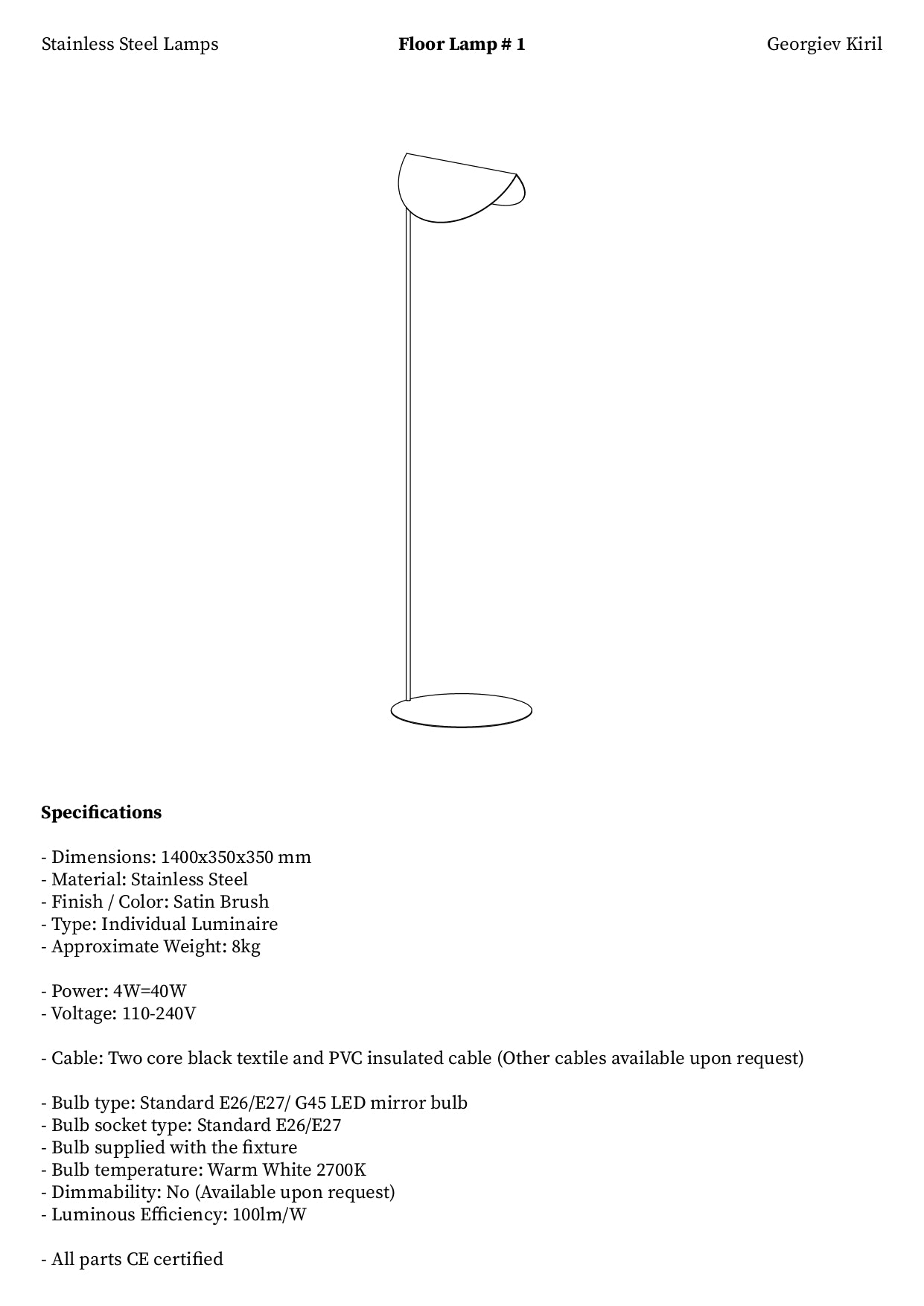 Stainless Steel Floor Lamp