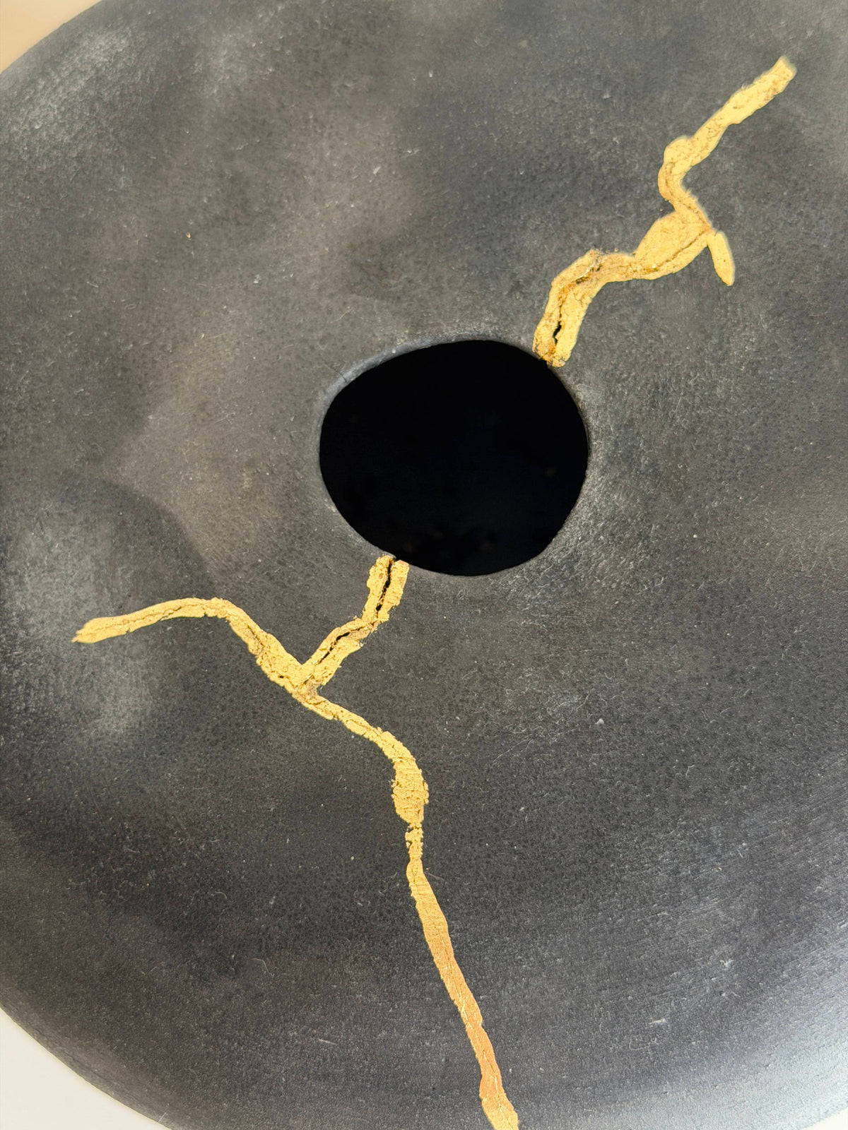Black and Gold Raku Vase