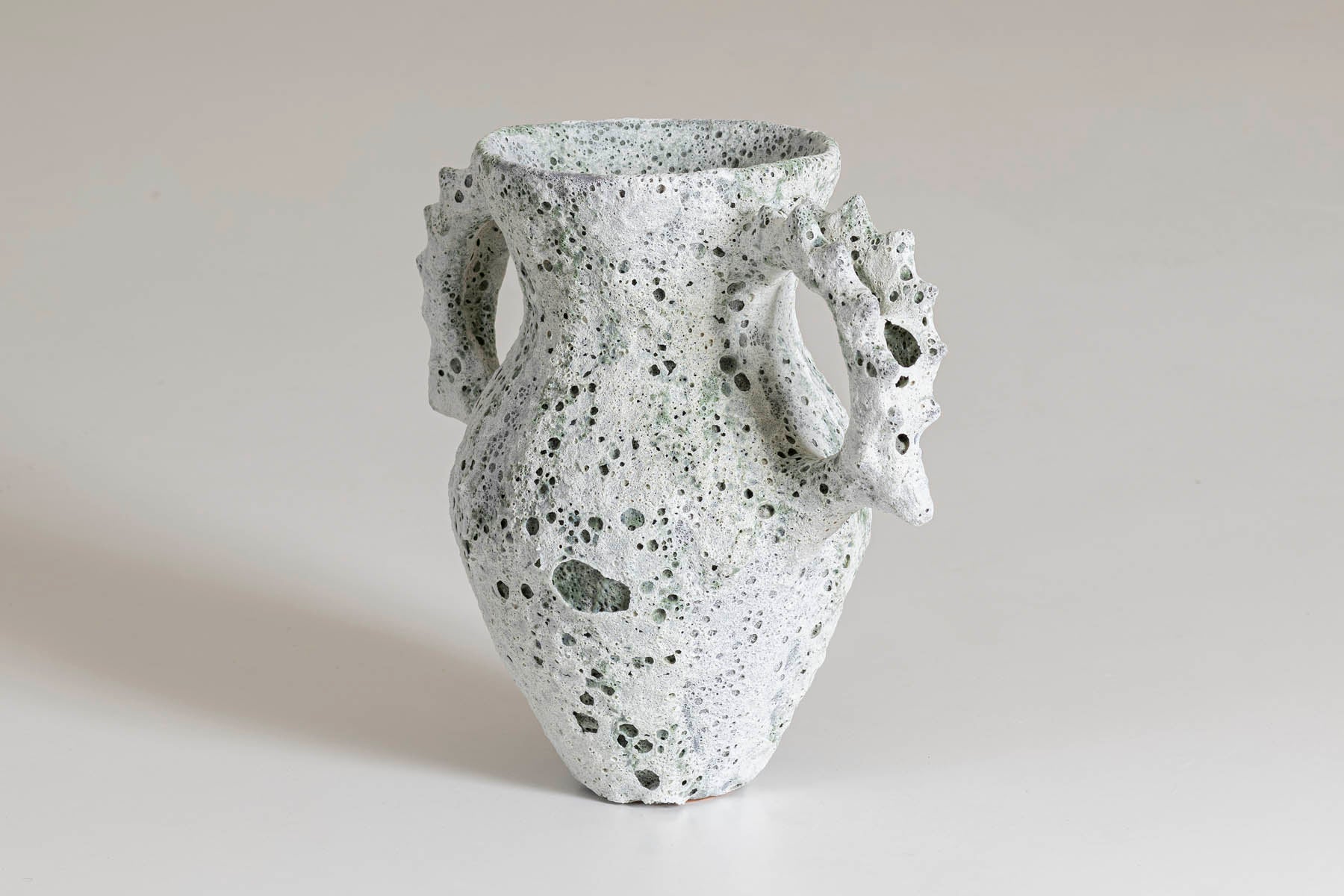 Ibex Handles In White And Green Crater Glaze