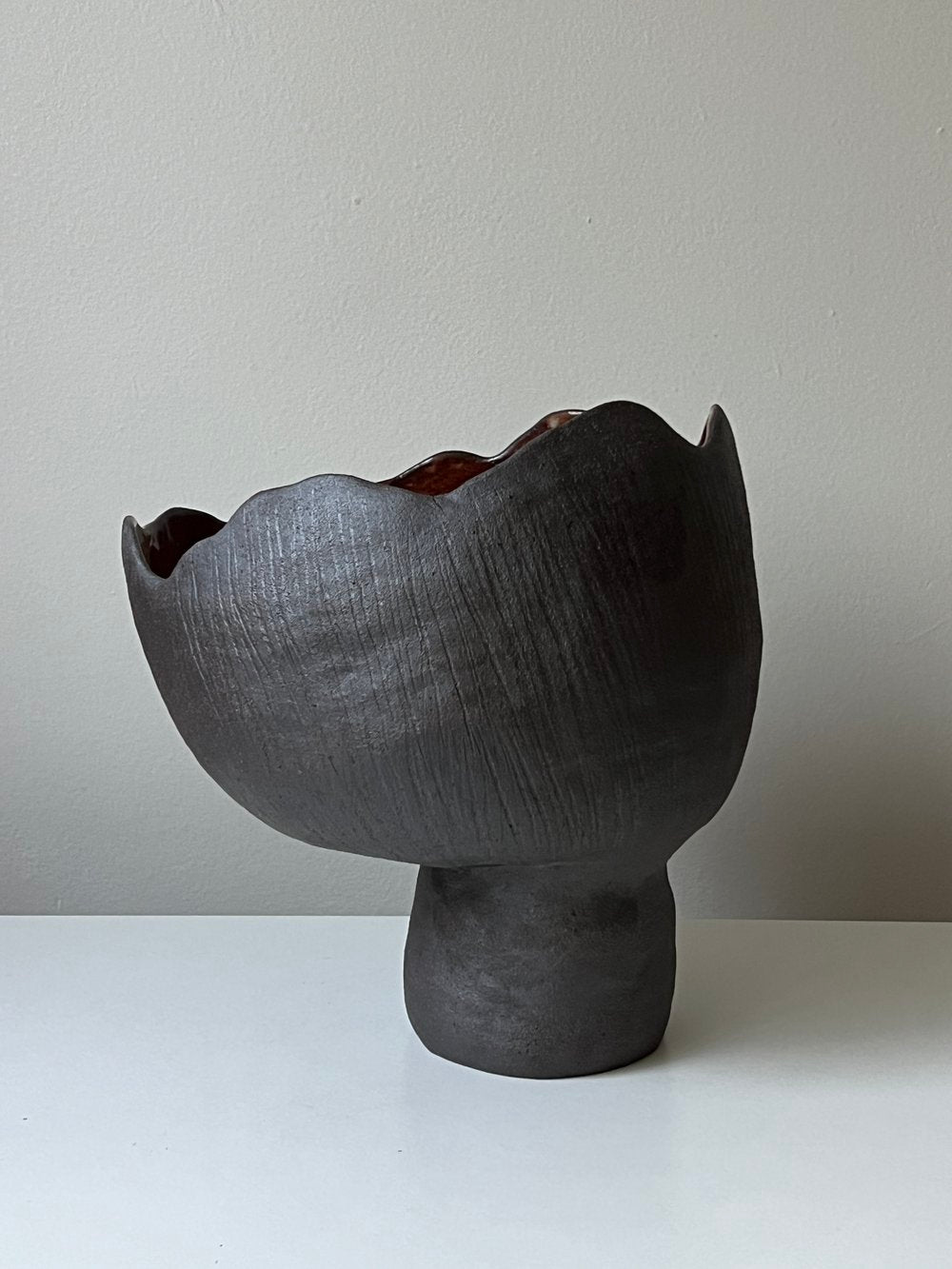 Minimal Ceramic Vase In Black Clay