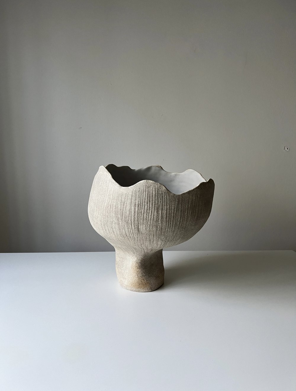 Organic Shape White Ceramic Vase